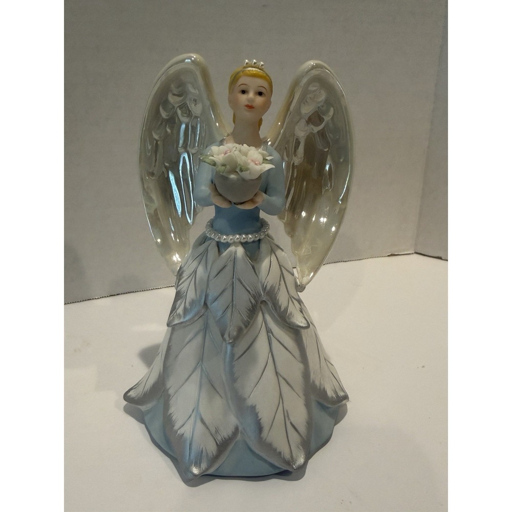 2006 AVON Joyful Flowers White Pointsettia Caucasian Angel Figurine